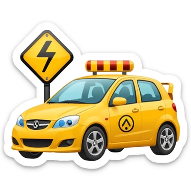Emoji-style illustration of Speed harmonisation and hazard warning system, flat vector look, bold outlines, minimal details, no background. sticker