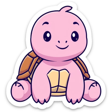 light pink turtle, cute, adorable, looks like a stuffed animal with no details in skin sticker