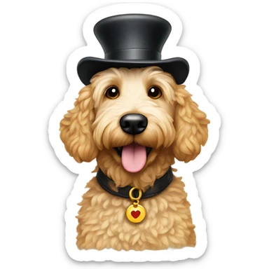 Golden doodle with Mickey Mouse hat sticker