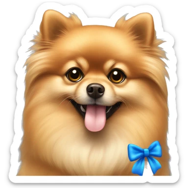 pomeranian orange sable with blue bow sticker