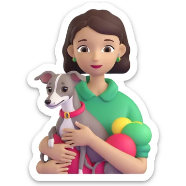 girl holding all grey Italian greyhound sticker