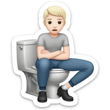 Pooping on a toilet with pants down  sticker