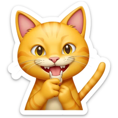 Yellow cat emoji biting pointer finger  sticker