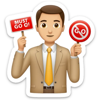 Salesman holding all slabs must go sign sticker