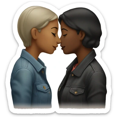Two lesbian woman kissing sticker