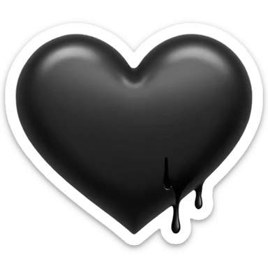 black ink heart emoji, blob, isolated on white background, grunge, like pen stroke, flat sticker