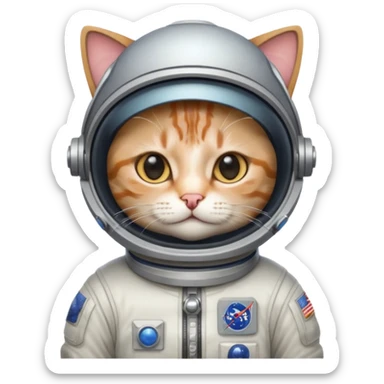 Gato en el espacio con camisa y gorro sticker