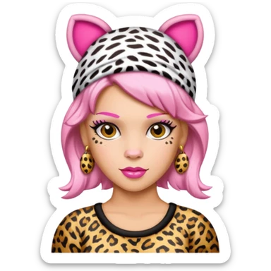 P!nk in leopard costumes with leopard headband sticker