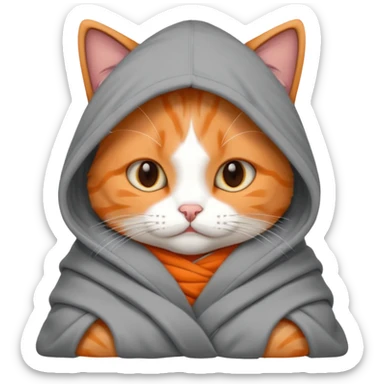 Cozy cat in blanket and hoodie  sticker
