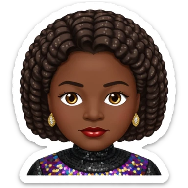 Mary McLeod Bethune with dark brown hair, black sequin outfit  sticker