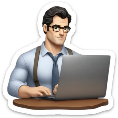 henry cavill clark kent using a laptop sticker