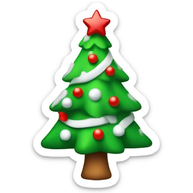 Snow Christmas tree with red ribbon sticker