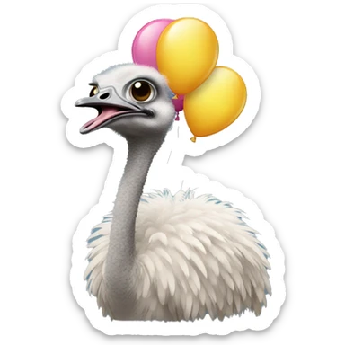 A ostrich wearing a balloon shirt sticker