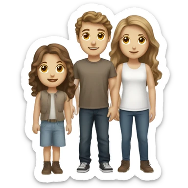 Friend group three white boy and 3 white girls with brown hair sticker