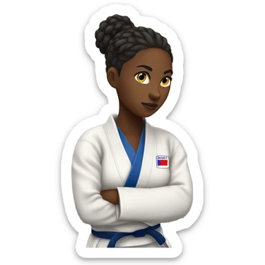 black female judo athlete, looking sideways sticker