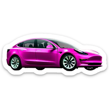 intensive Pink color Tesla model 3 front veiw sticker