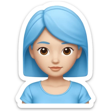 A 3D cartoon sky-blue women’s top with light fabric folds and soft shading, casual style, Memoji-style rendering. sticker