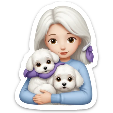Gurl hugging a maltese dog sticker