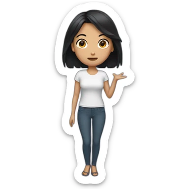 Woman Shrugging with black hair sticker