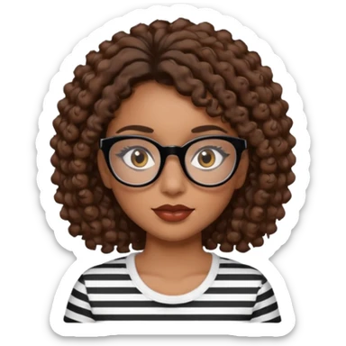 I want to describe me. I am a girl with brown hair amd curly hair. I have brown eyes and black glasses and long lashes with mascara. My lips are medium and my nose as well. I wear a white T-shirt  with black stripes sticker