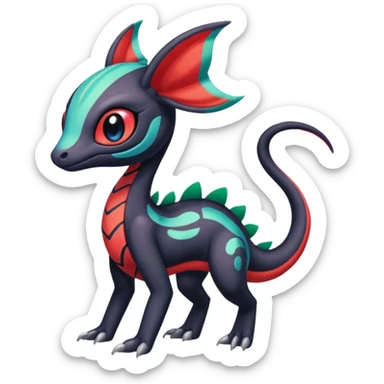 Colorful Exotic Meloetta-Salandit-Darkra-Stitch-Fakémon-creature-hybrid sticker