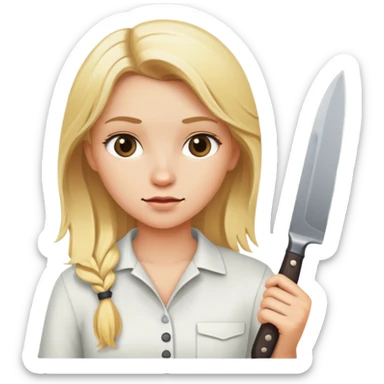 Blonde girl with a knife  sticker