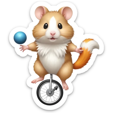a circus hamster who runs a ball on a unicycle sticker