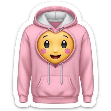 baby pink colour hoodie( only hoodie packshot) with hood emoji  sticker