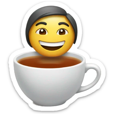 Make a happy emojie drinking a hot tea  sticker