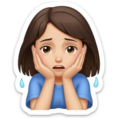 Let it be a crying brunette girl and put her head on her foot sticker