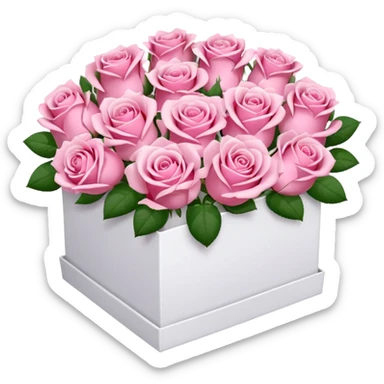 bouquet of pink 15 roses in a white box sticker