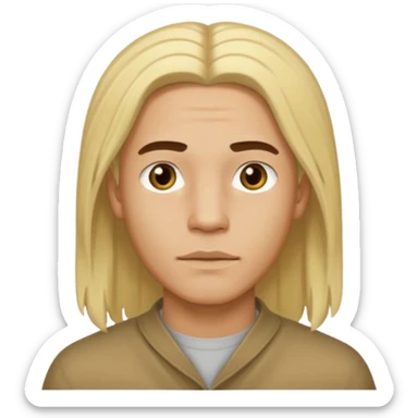 Lightskin man with long blonde Middle part hair sticker