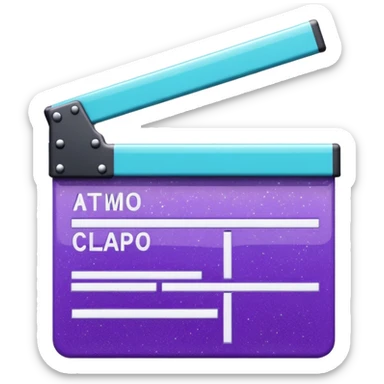 Glitter purple and cian clapperboard sticker