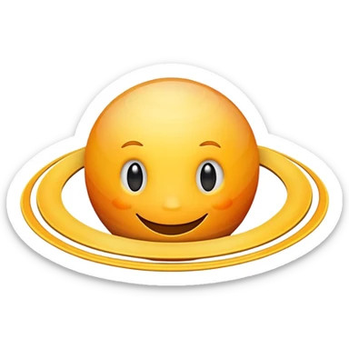 Saturn planet with a happy smiling face sticker