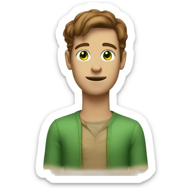 A white paper scroll held by a light-skinned man with green eyes and styled brown hair sticker