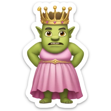 Ogre in pink skit with crown sticker