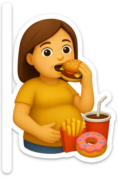 emoji stile iphone di donna in gravidanza che mangia male sticker