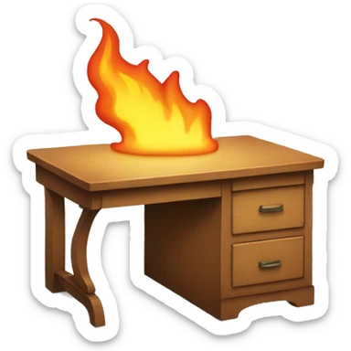 desk on fire sticker