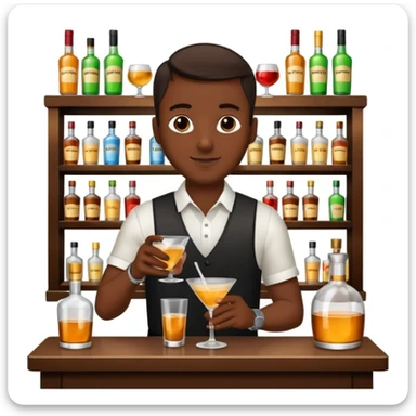 bartender mixing drinks, club backgroudn with bottles sticker
