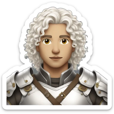 androgynous guy white long curly hair armor sticker