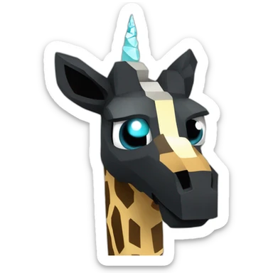 Minecraft Black Jiraffe Head With Diamond Unicorn Horn and Lazer Eyes sticker