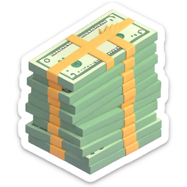 stack of dollar bills, US currency sticker