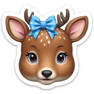 Deer with a blue bow sticker