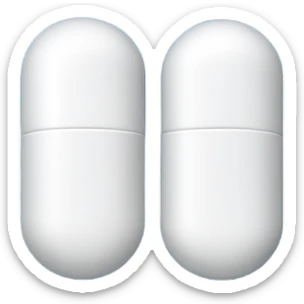 A one capsule-shaped pill: one half is blue, and the other half is white. sticker
