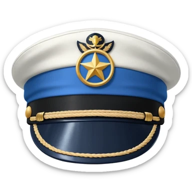 white captain hat with blue circle closeup alone sticker