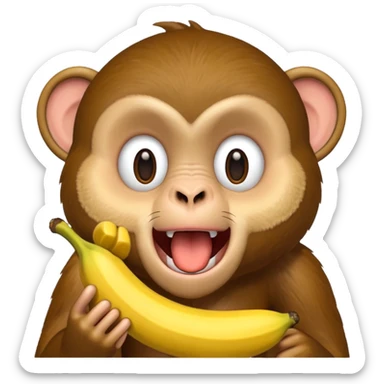 Monkey with banana in mouth sticker