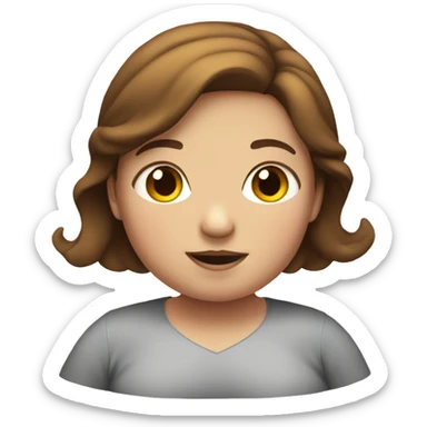 Obese girl blushing (with brown hair) sticker