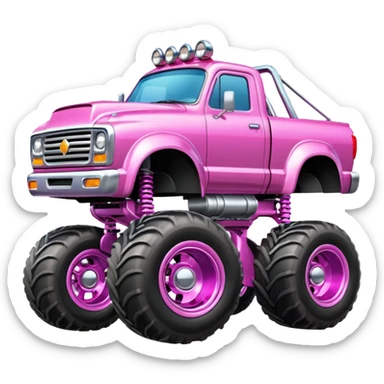 Big car monster truck with a big smile, pink sticker
