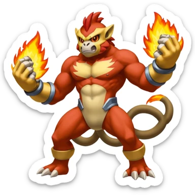 Coalossal-Machamp-Infernape-Pokémon-fusion, full body sticker