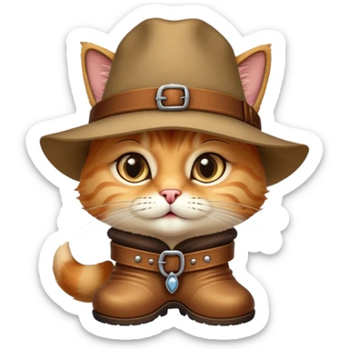 classic Puss in Boots with iconic hat, boots, confident expression sticker